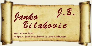 Janko Bilaković vizit kartica